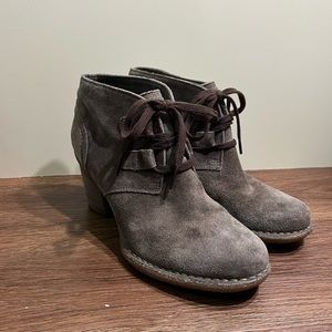 Grey Heeled Booties with Laces